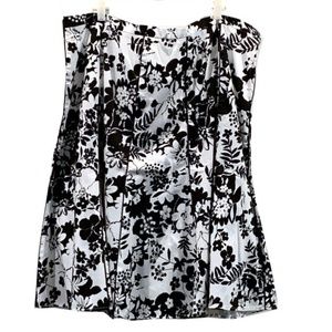 Black & White Gored Cotton Skirt